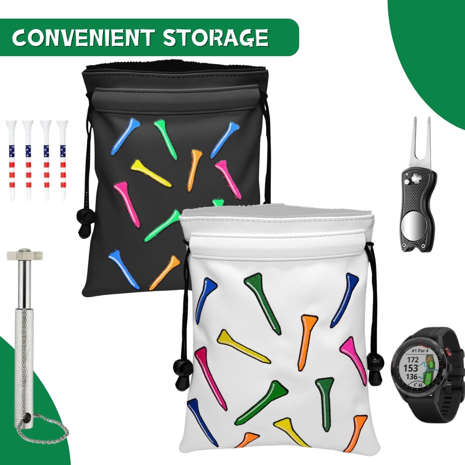 재미있는 골프 귀중품 파우치 골프 티 패턴 PU 가죽  - Golf Equipment Drawing 리뷰 및 가격